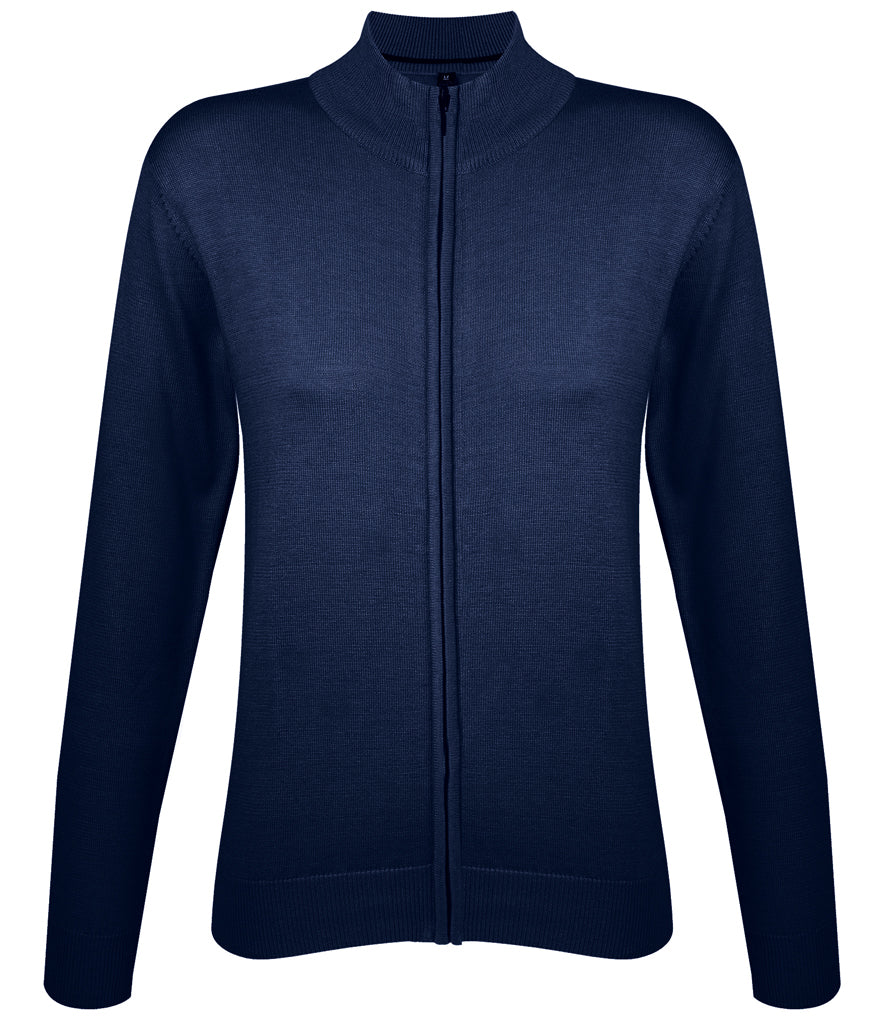 Ladies Full Zip Cotton Acrylic Cardigan