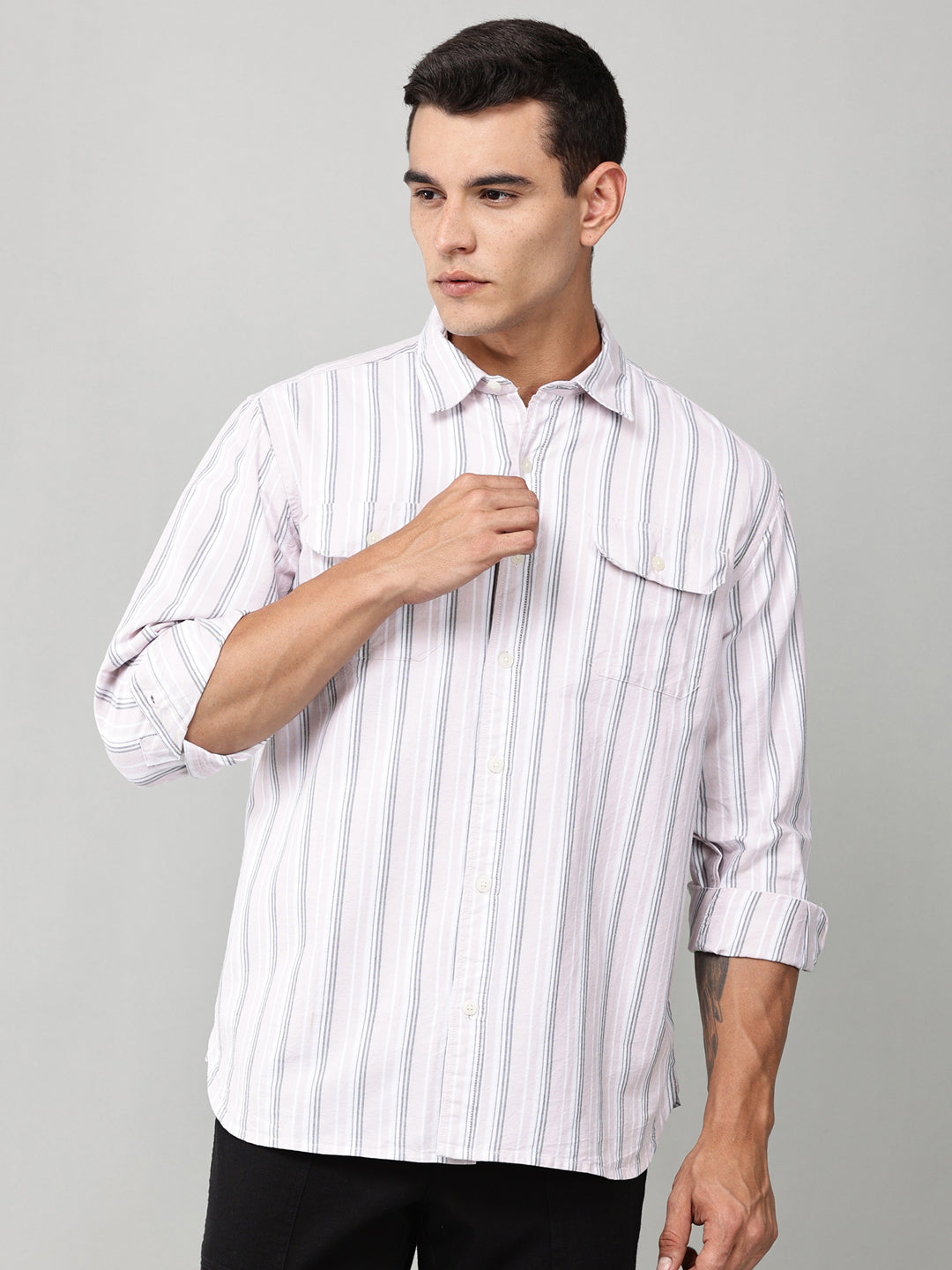 Slate Stripe Double Pocket Shirt