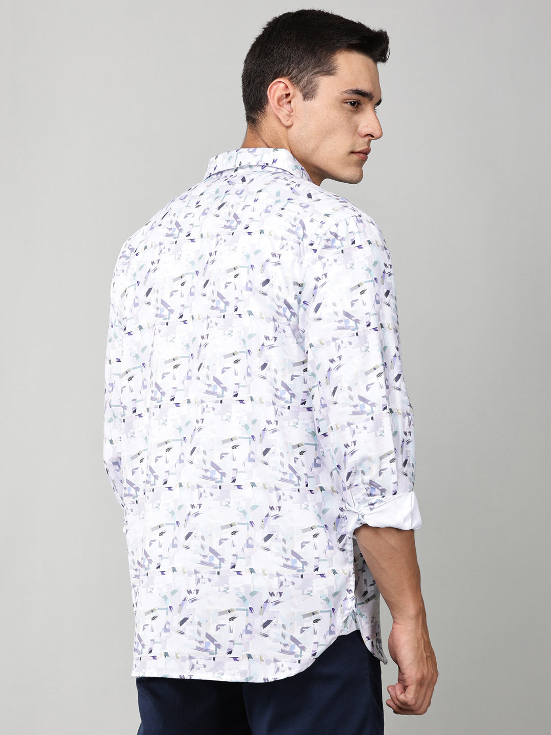 Abstract Print Double Pocket Shirt