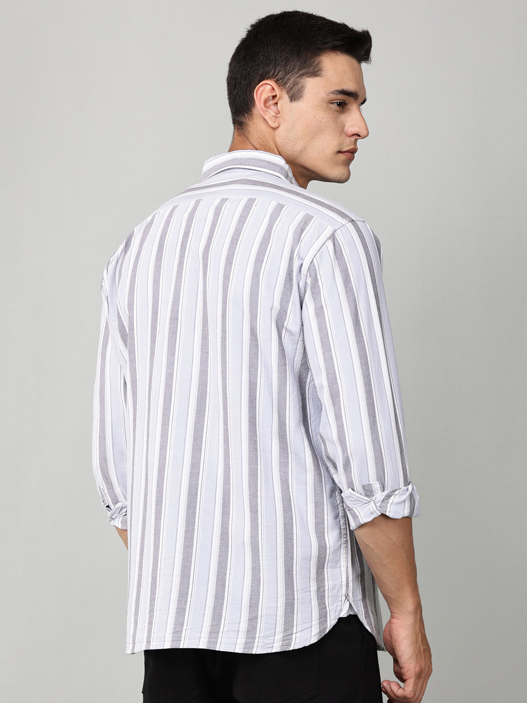 Taupe Striped Double Pocket Shirt