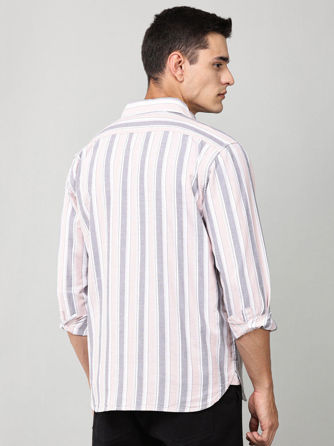 Taupe Striped Double Pocket Shirt