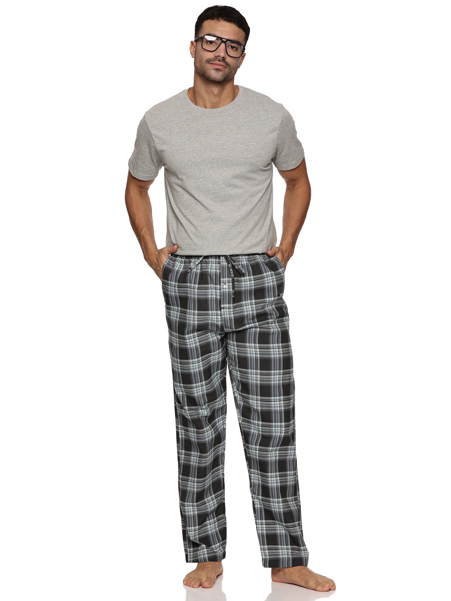 ENOVATE LONDON Men's Lounge Wear Checked Trousers Relaxed Fit