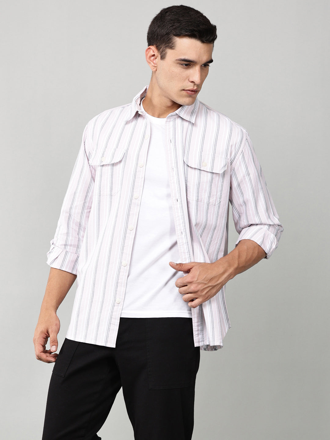 Slate Stripe Double Pocket Shirt