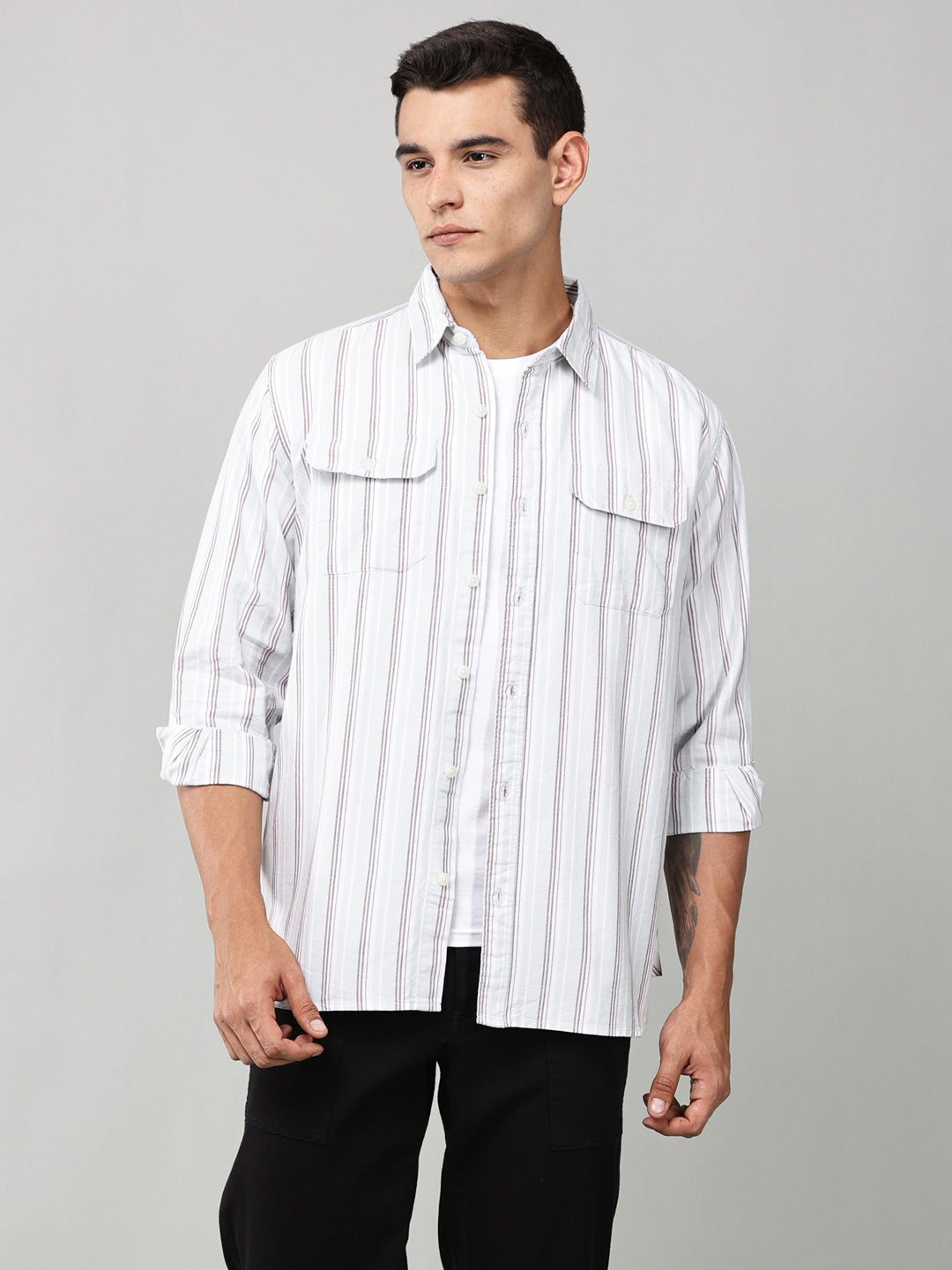 Slate Stripe Double Pocket Shirt