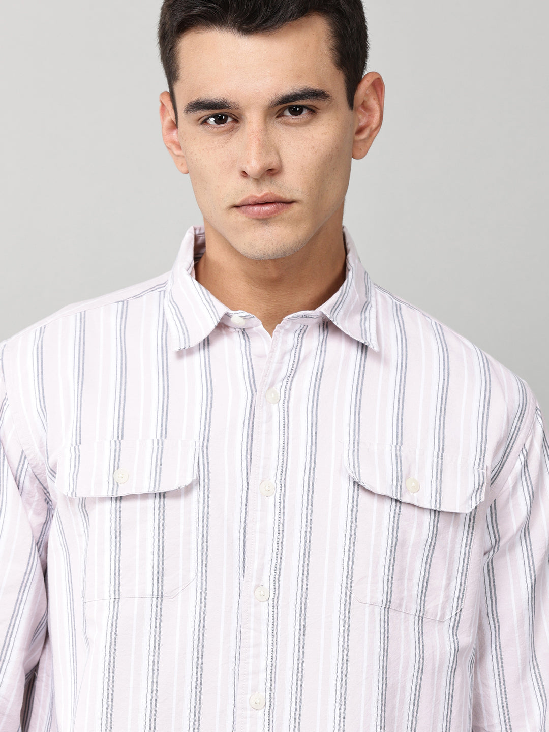 Slate Stripe Double Pocket Shirt