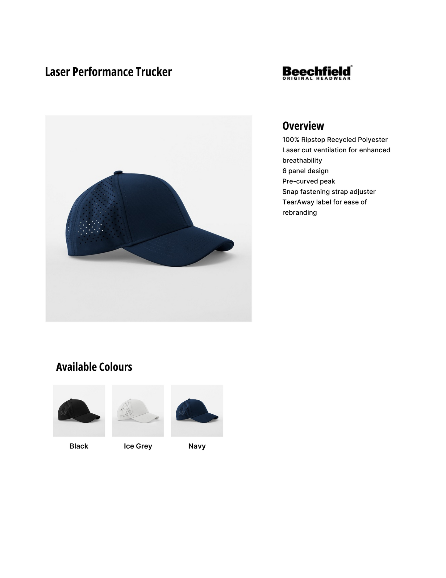 Laser Performance Trucker Cap - Beechfield
