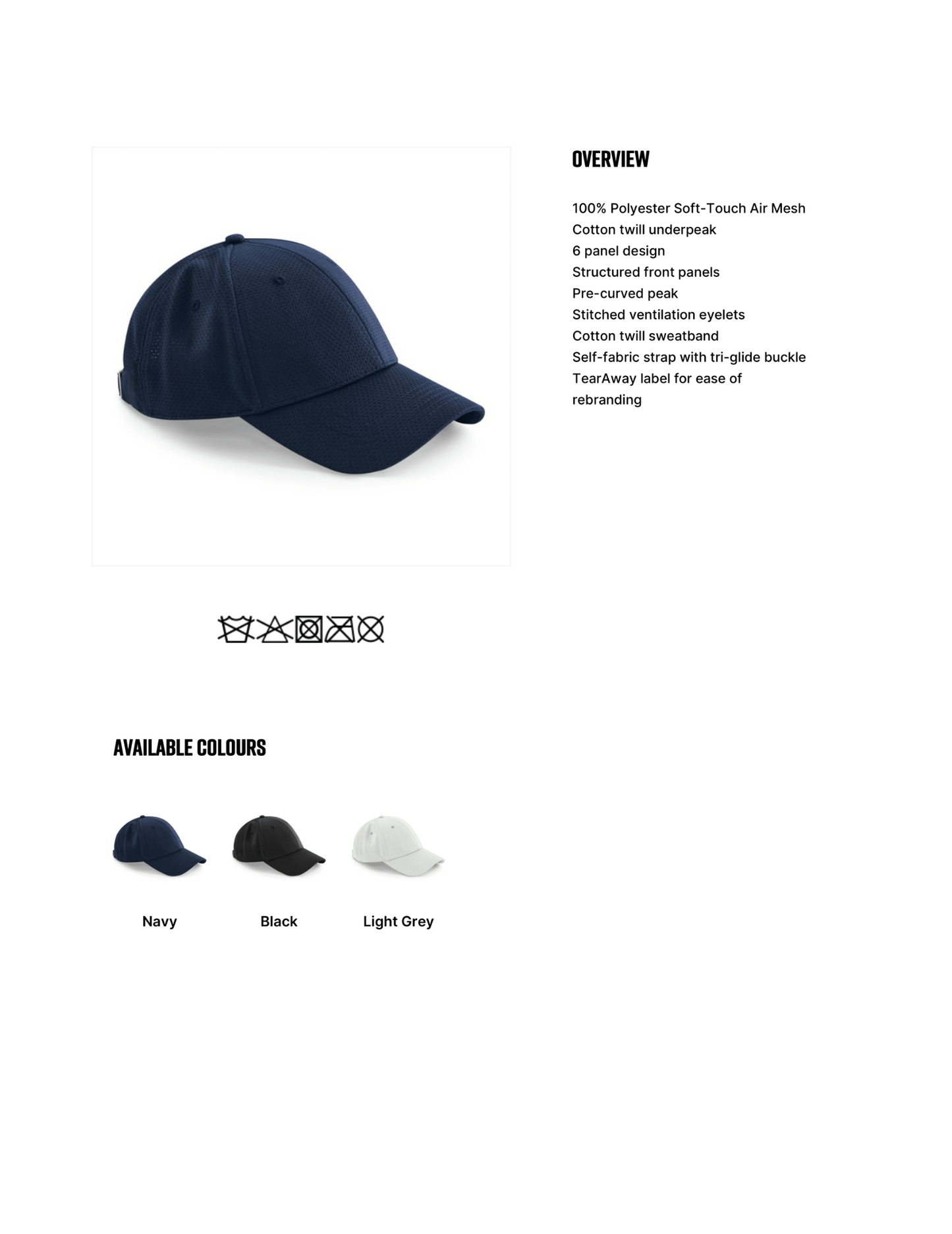 Air Mesh 6 Panel Cap - Beechfield