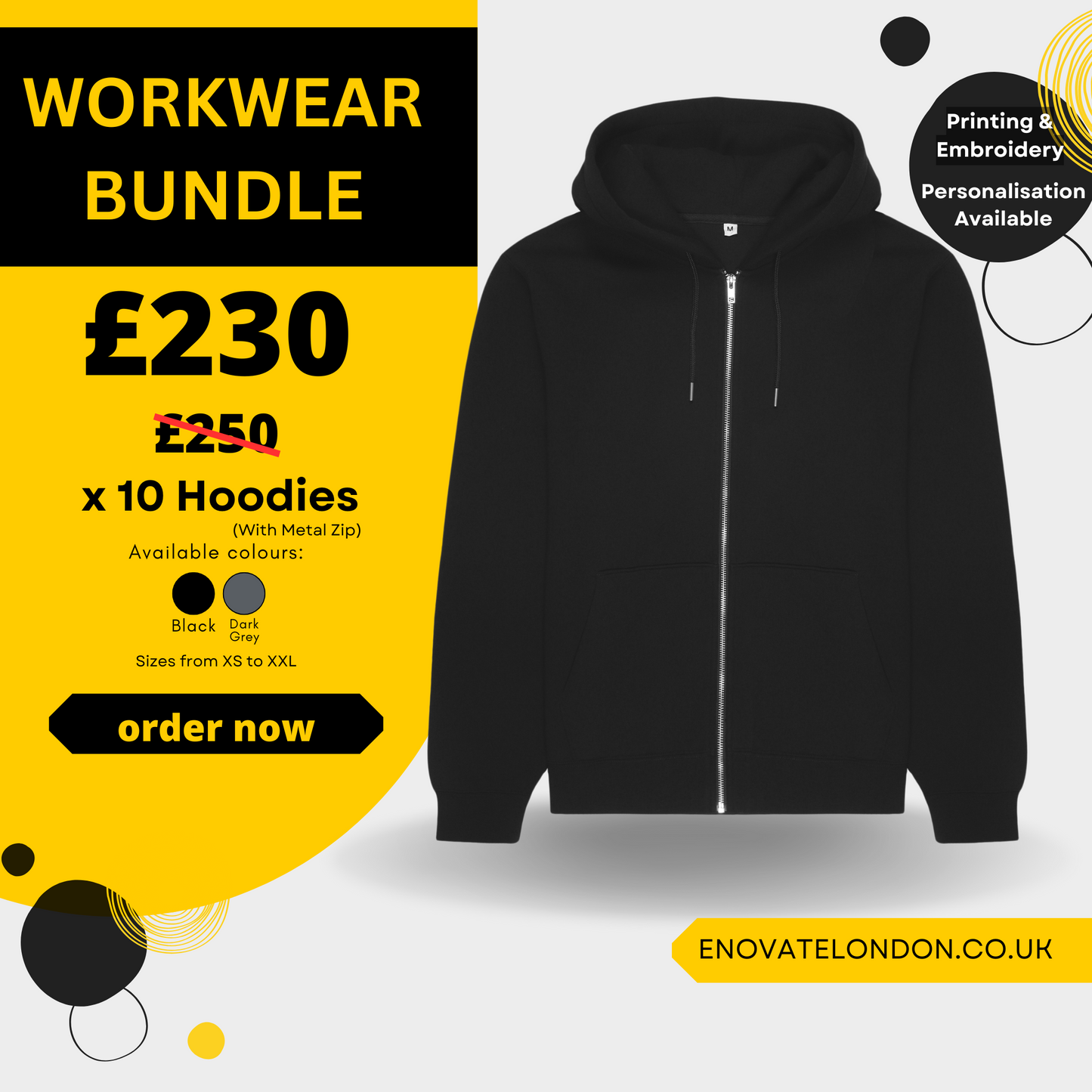 Winter Workwear Hoodie With Zip Bundle - 10 Pack