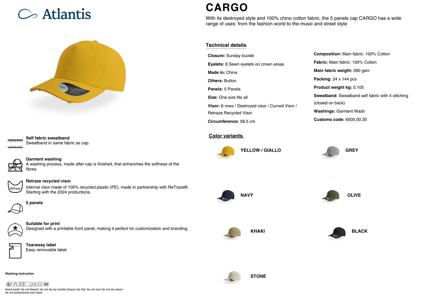 Cargo Weathered Visor 5 Panel Cap Adult - Atlantis