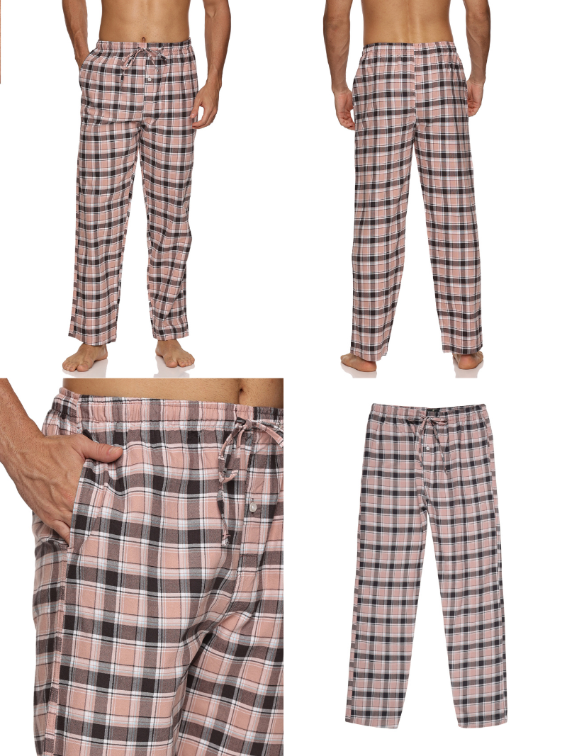 ENOVATE LONDON Men's Lounge Wear Checked Trousers Relaxed Fit