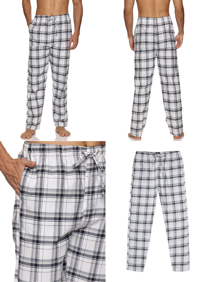 ENOVATE LONDON Men's Lounge Wear Checked Trousers Relaxed Fit