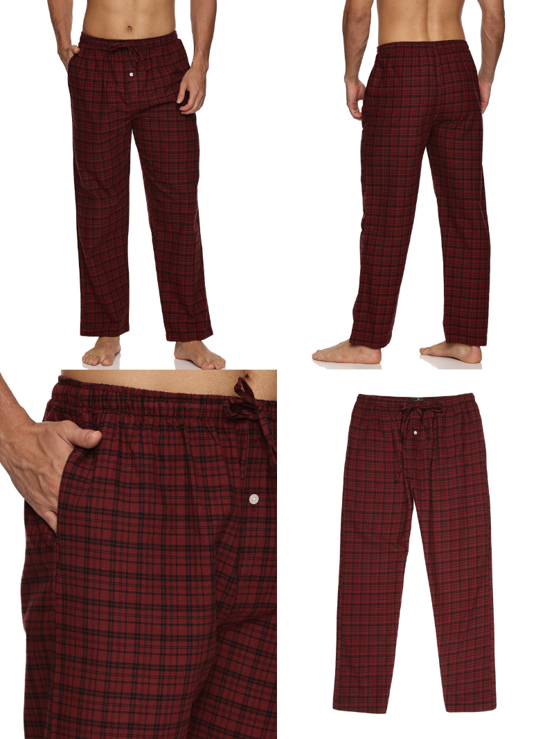 ENOVATE LONDON Men's Lounge Wear Checked Trousers Relaxed Fit