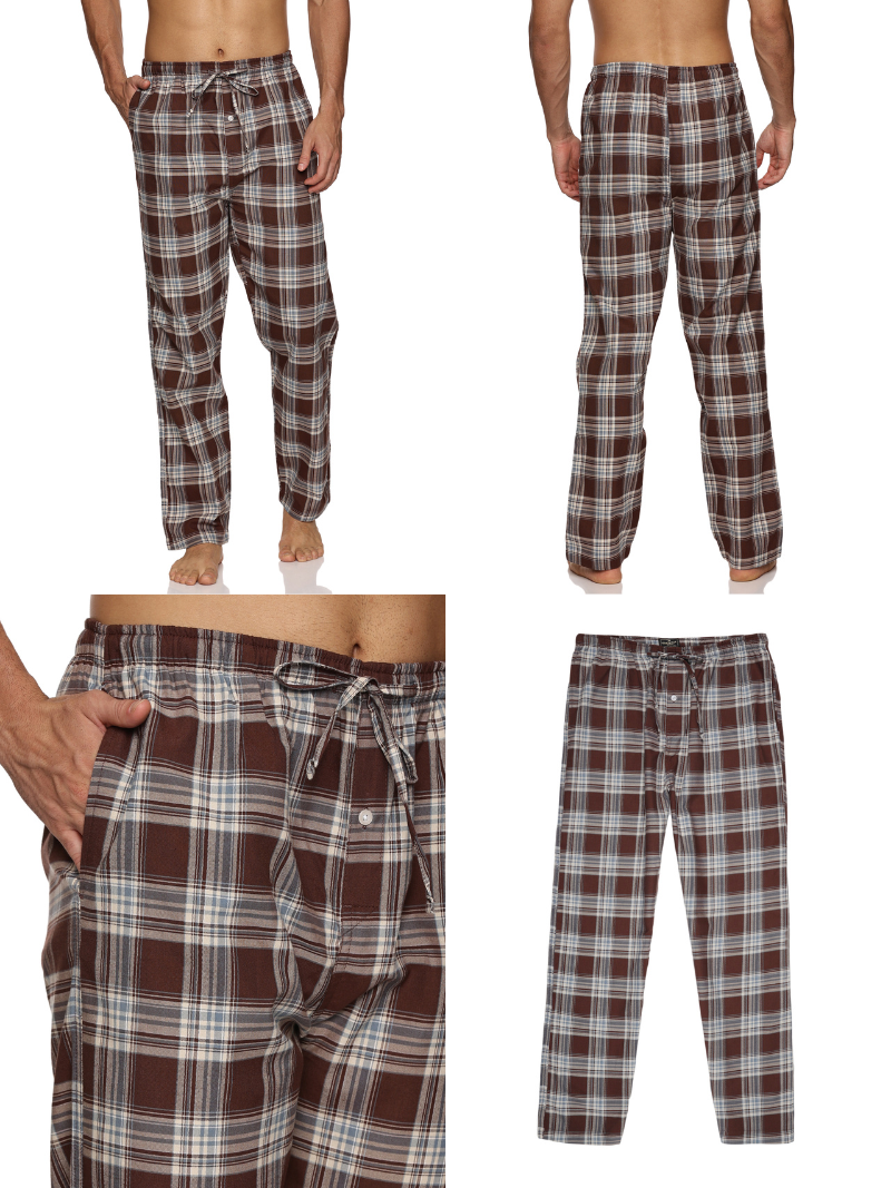 ENOVATE LONDON Men's Lounge Wear Checked Trousers Relaxed Fit