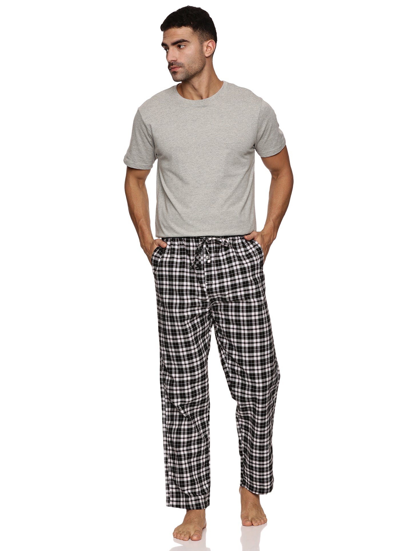 ENOVATE LONDON Men's Lounge Wear Checked Trousers Relaxed Fit