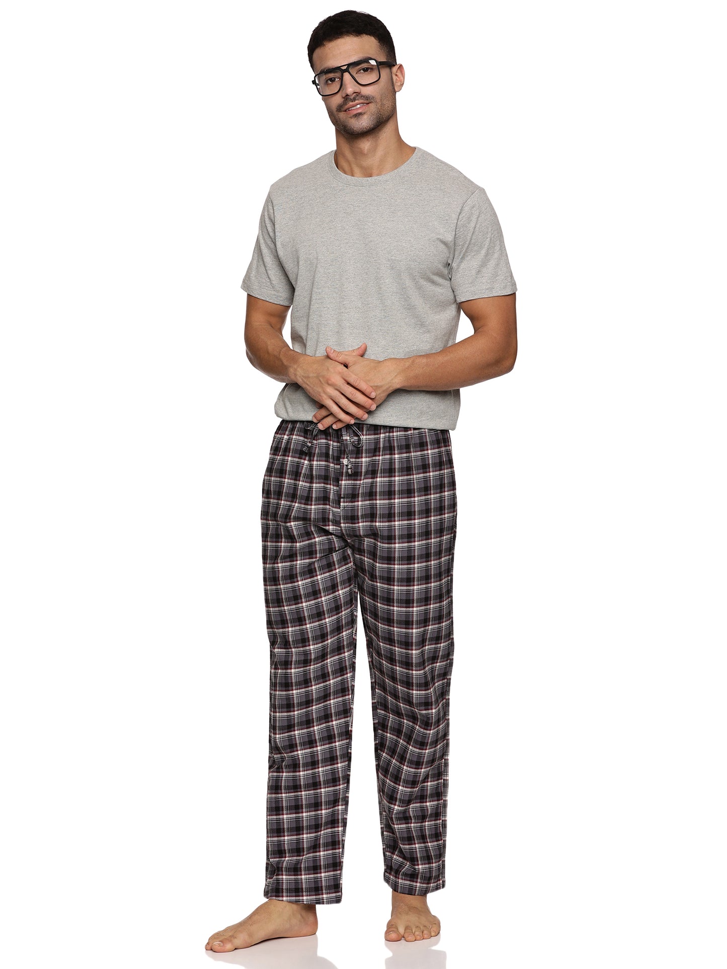 ENOVATE LONDON Men's Lounge Wear Checked Trousers Relaxed Fit