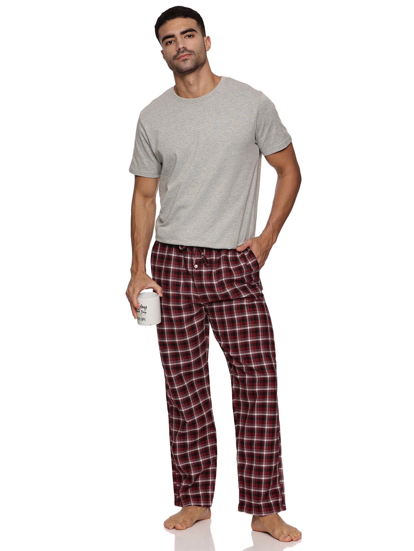 ENOVATE LONDON Men's Lounge Wear Checked Trousers Relaxed Fit