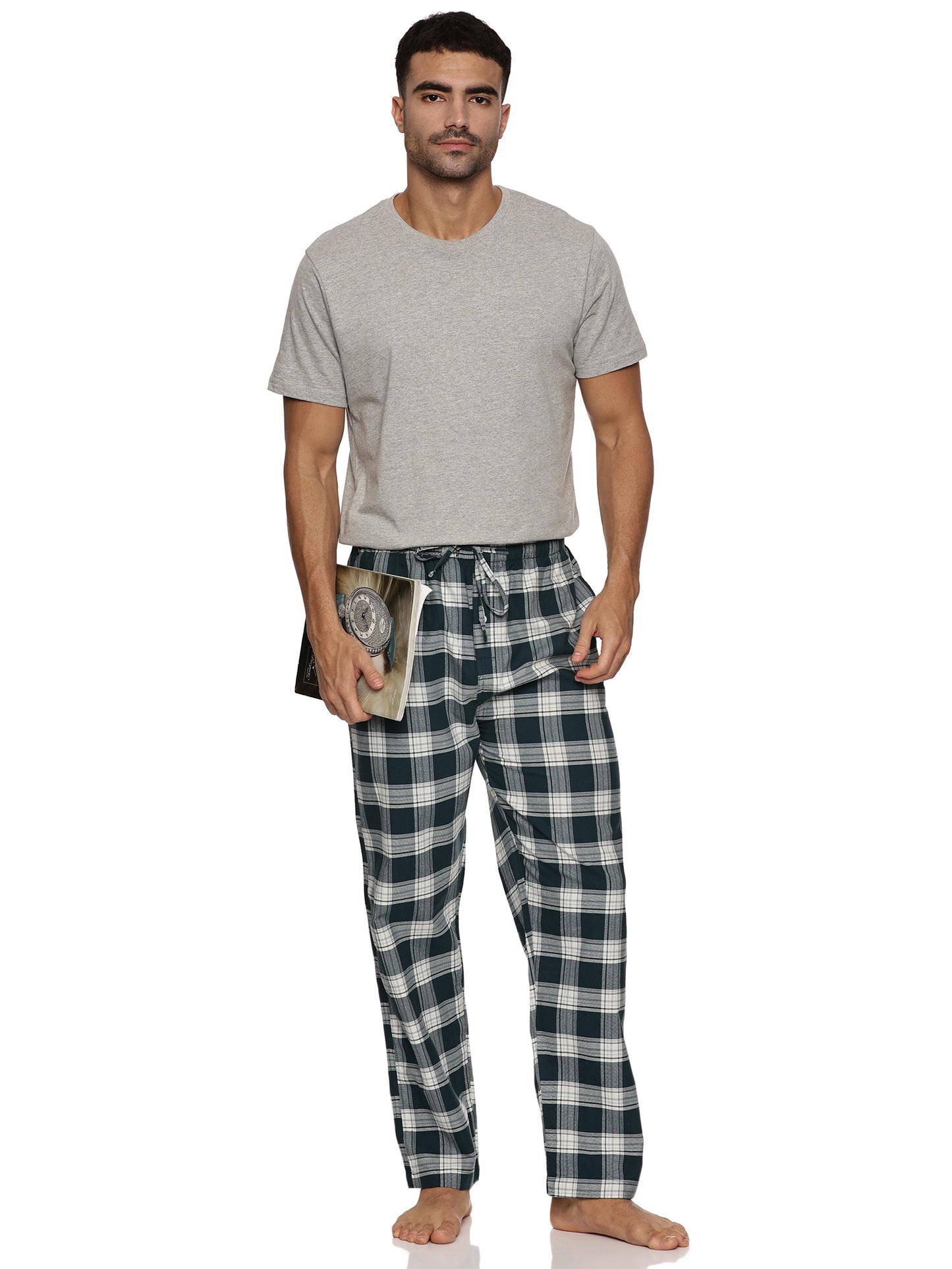 ENOVATE LONDON Men's Lounge Wear Checked Trousers Relaxed Fit
