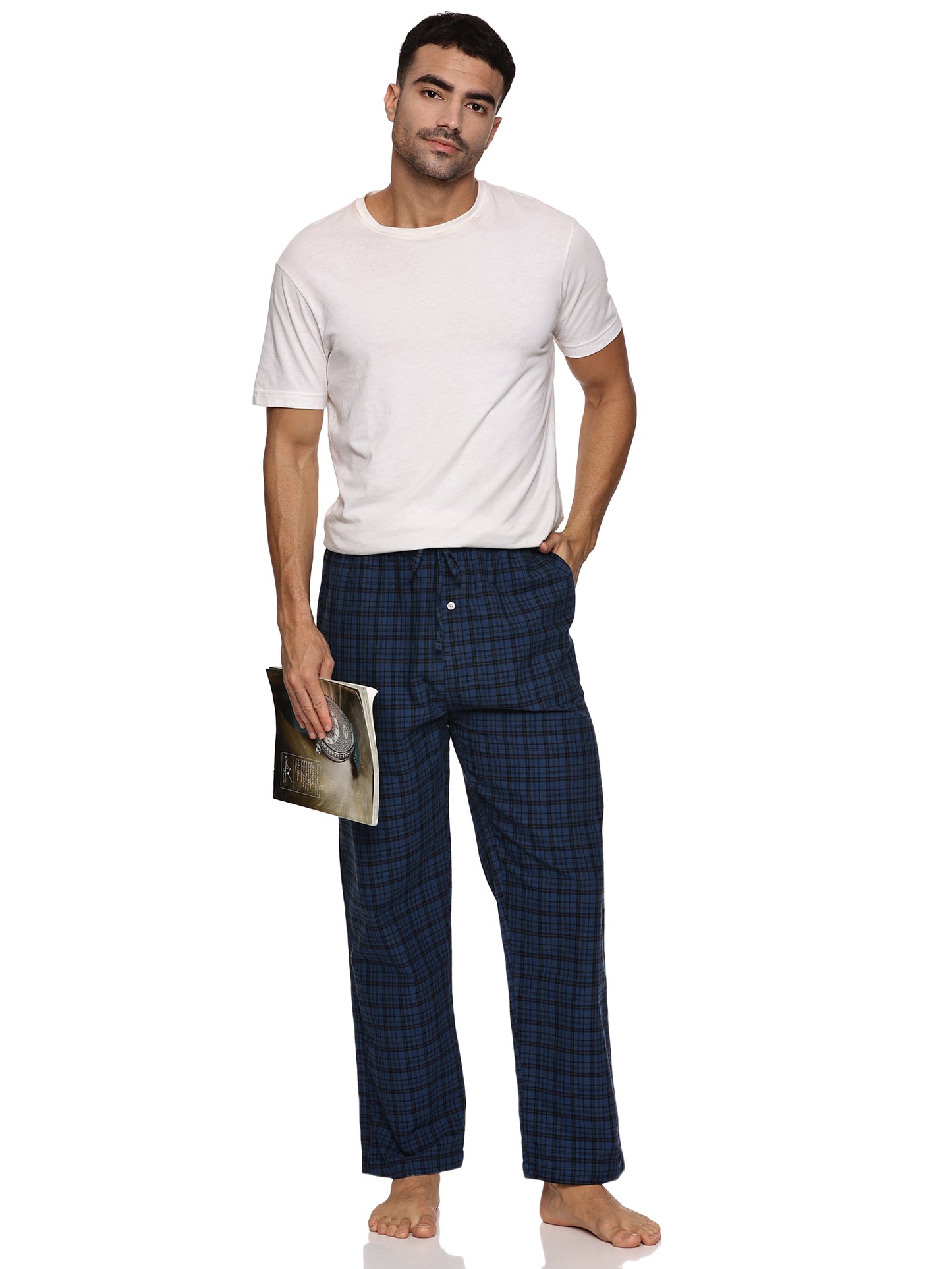 ENOVATE LONDON Men's Lounge Wear Checked Trousers Relaxed Fit
