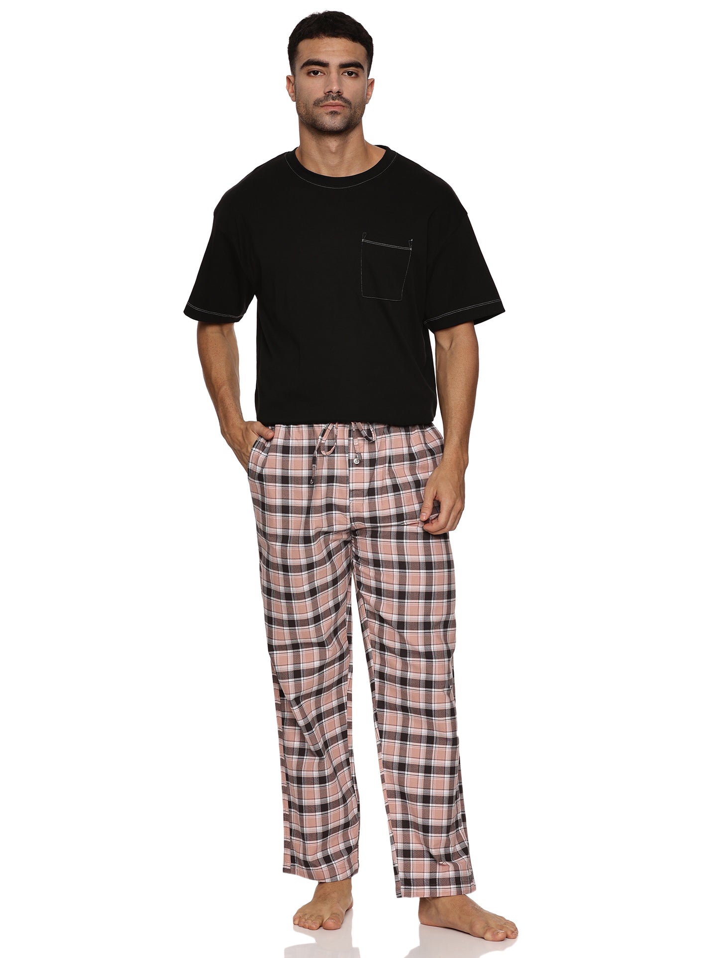 ENOVATE LONDON Men's Lounge Wear Checked Trousers Relaxed Fit