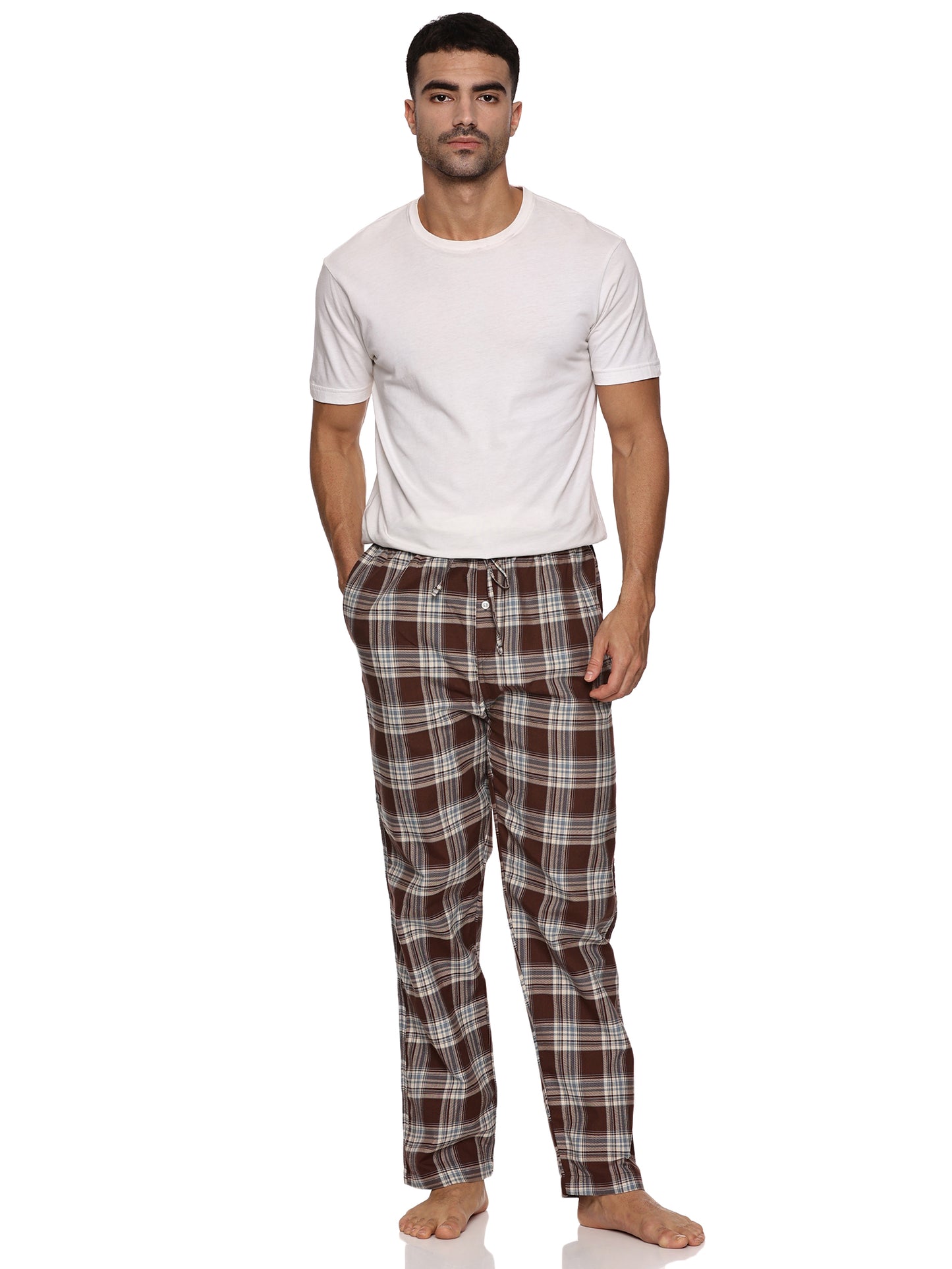 ENOVATE LONDON Men's Lounge Wear Checked Trousers Relaxed Fit