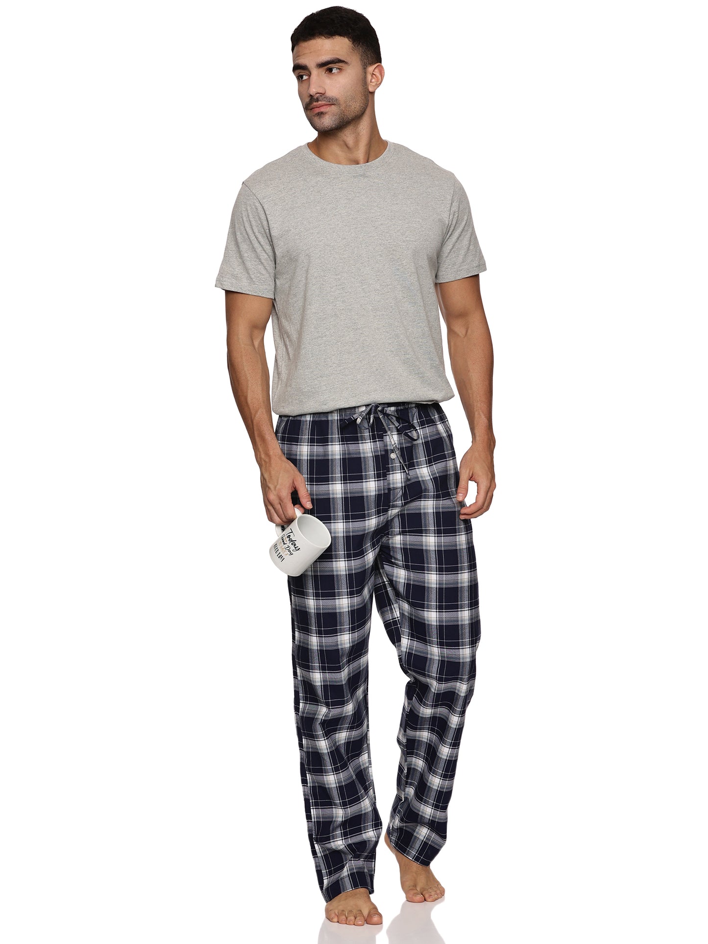 ENOVATE LONDON Men's Lounge Wear Checked Trousers Relaxed Fit