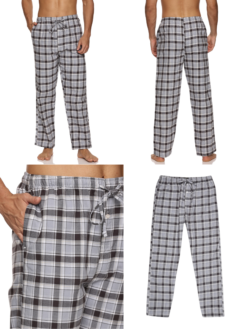 ENOVATE LONDON Men's Lounge Wear Checked Trousers Relaxed Fit