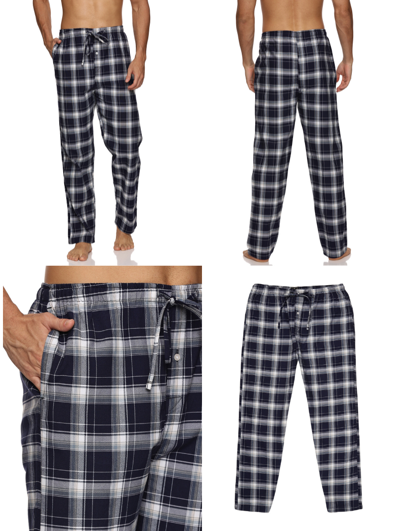 ENOVATE LONDON Men's Lounge Wear Checked Trousers Relaxed Fit